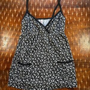 Lilu Black Floral Tank Top - Size M - Sleeveless Casual